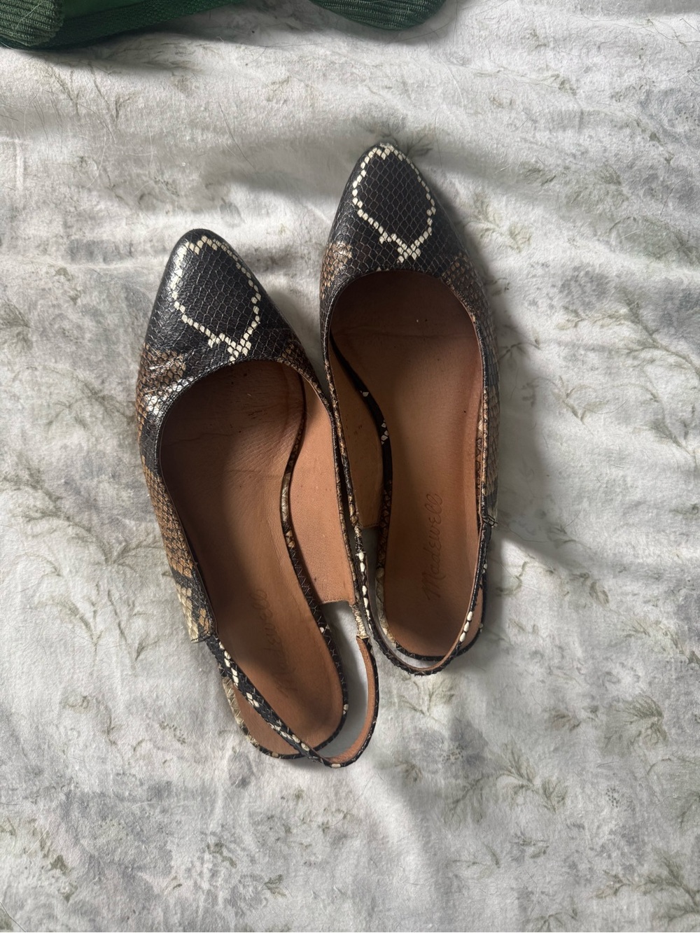 Madewell Slingback Flats in Black & Brown Snake Print